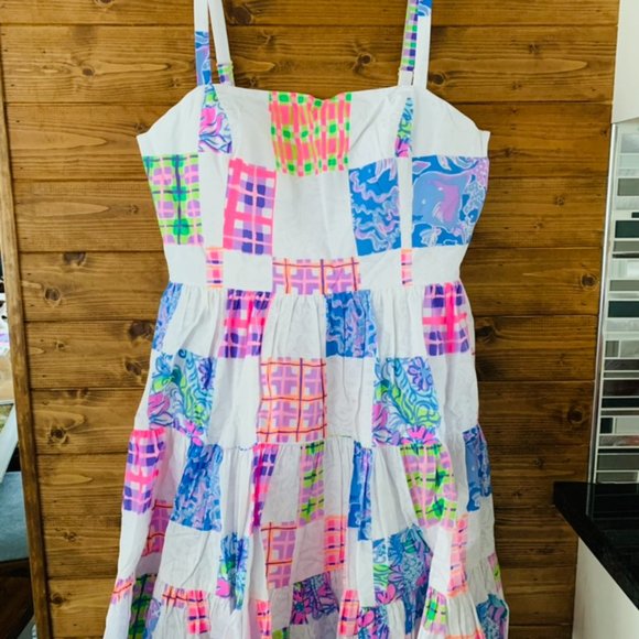 Lilly Pulitzer Alision Patchwork Dress Multi Patch Me if You Can - Picture 3 of 5